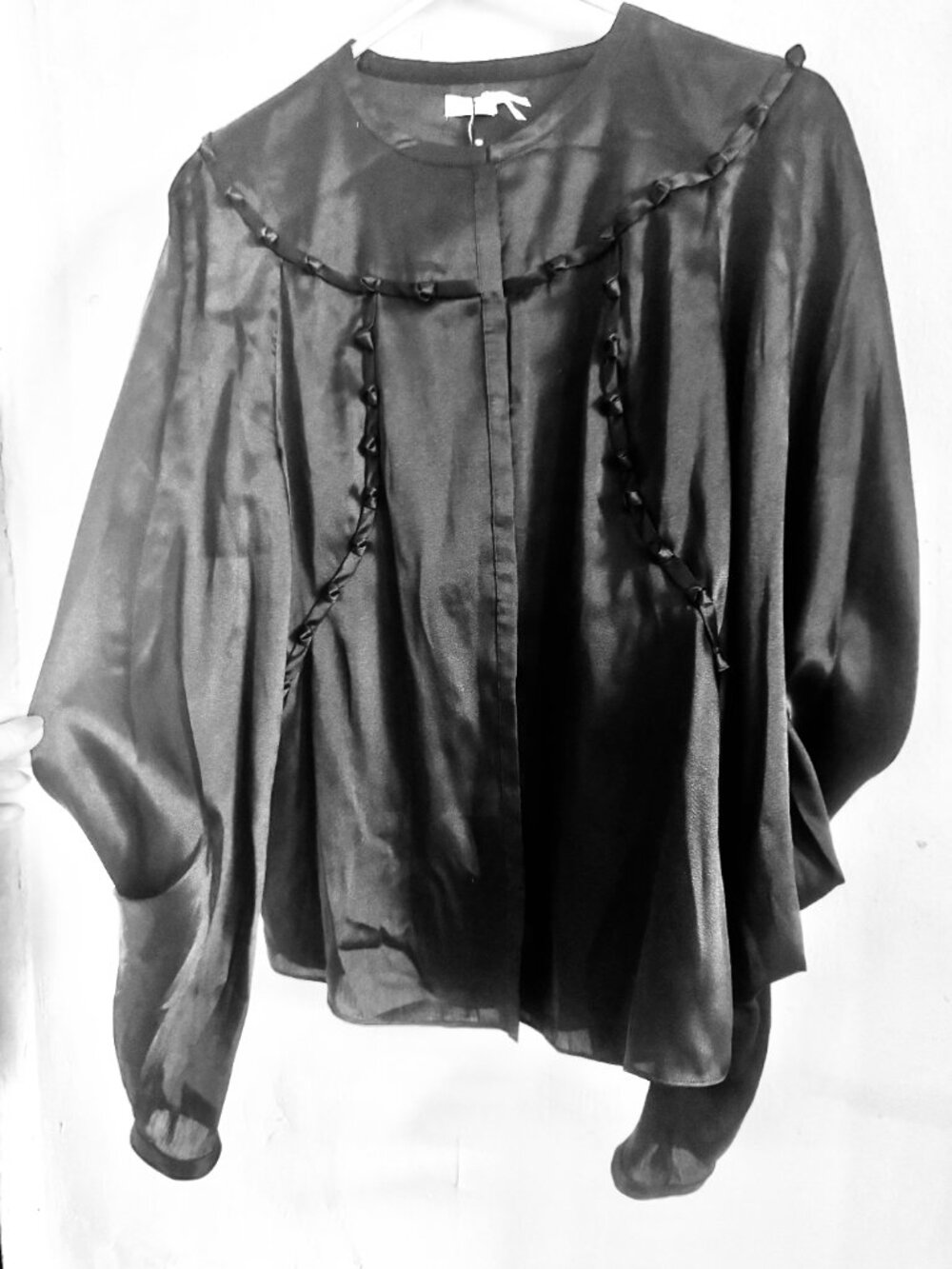 Elegant Romantic Black Silky Leon Max Limited Edition New Blouse Size 8